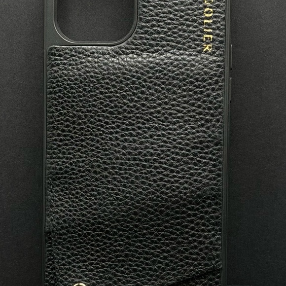 Bandolier Stylish Black Leather iPhone 12 Pro Max Case with Strap - Picture 2 of 5